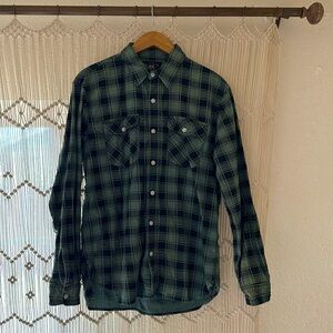 RRL by Ralph Lauren Longsleeve Cotton/Chamois Hercules Workshirt - Green/Black